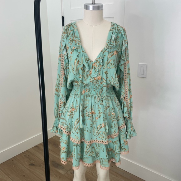 Spell & The Gypsy Dresses & Skirts - Spell Mint Floral Long Sleeve Dress